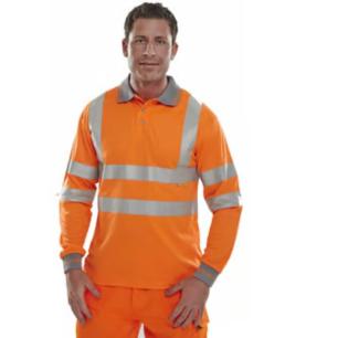 Hi Vis Long Sleeve Polo - Orange